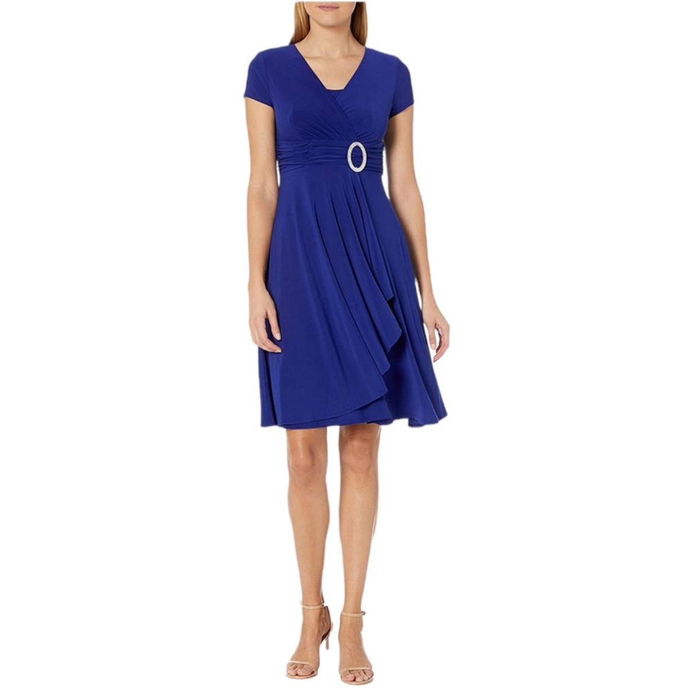 🎉HP🎉 R&M Richards Faux-Wrap Peacock Dress|Size 8